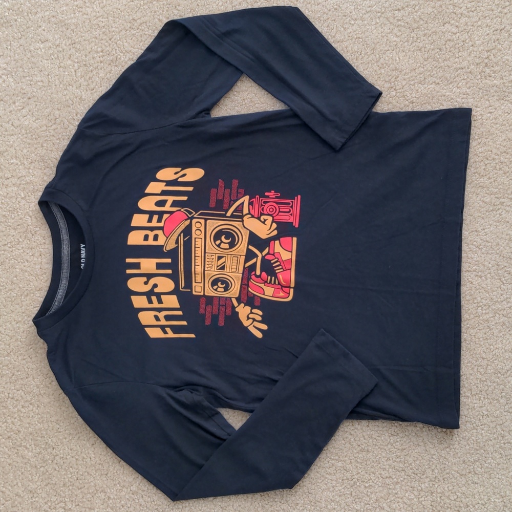 Old Navy Boys Fresh Beats Long Sleeve Graphic T-shirt (Size L 10-12)